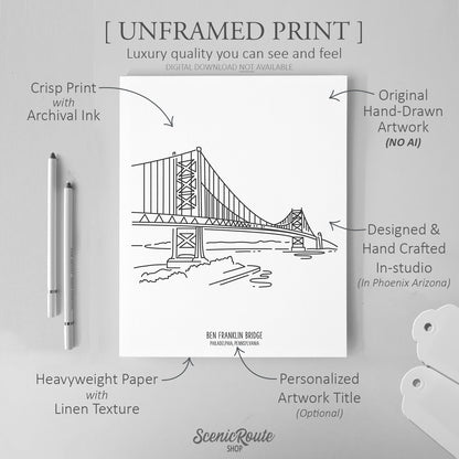 Philadelphia Ben Franklin Bridge Art Print