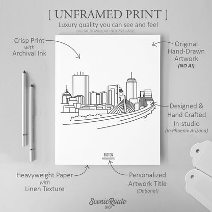 Boston Massachusetts Skyline Art Print