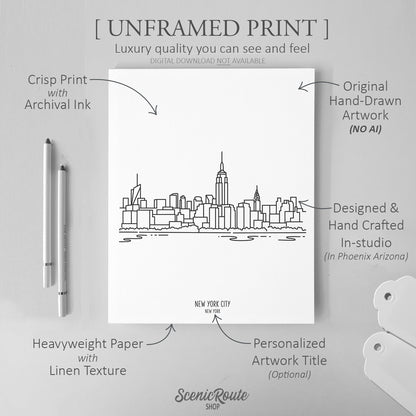 New York City Skyline Featuring the Empire State Art Print
