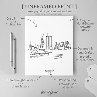 New York City Skyline Featuring the Twin Towers Art Print