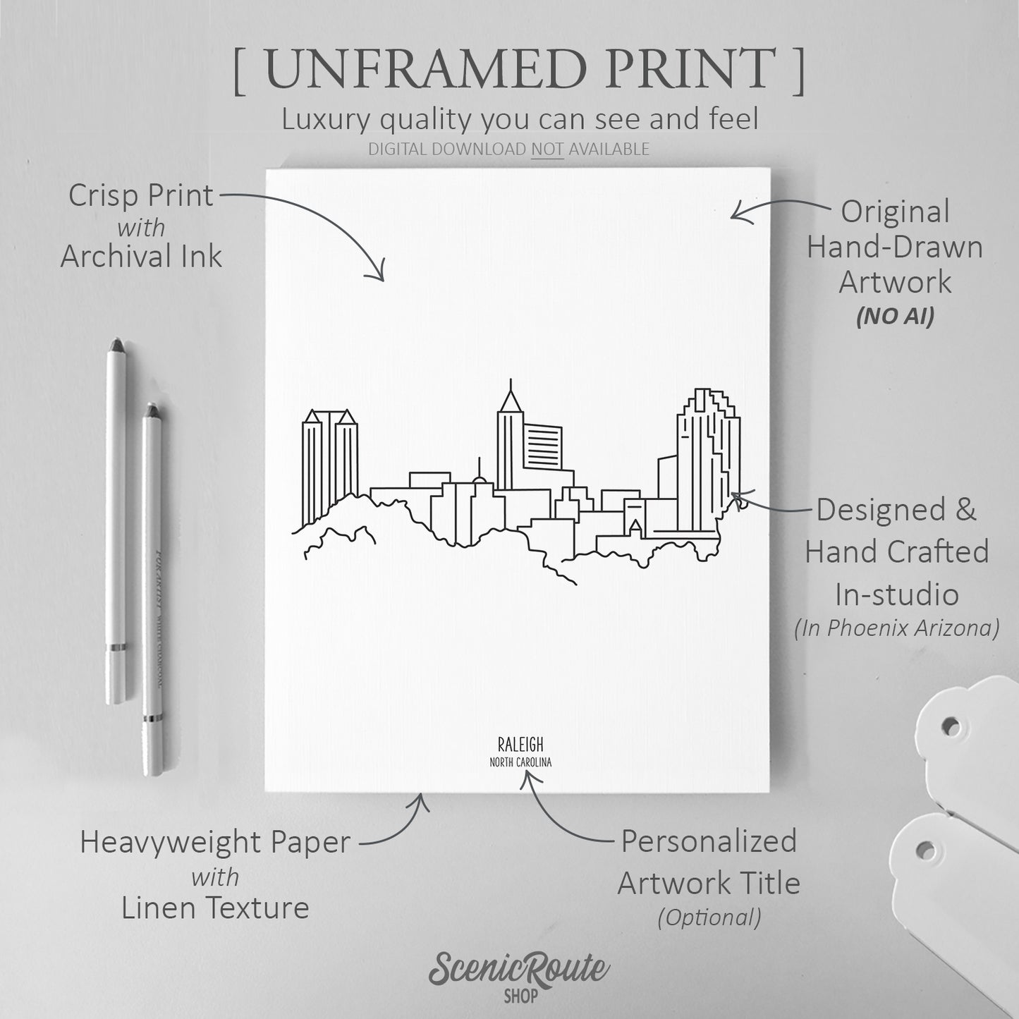 Raleigh North Carolina Skyline Art Print