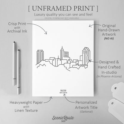 Raleigh North Carolina Skyline Art Print