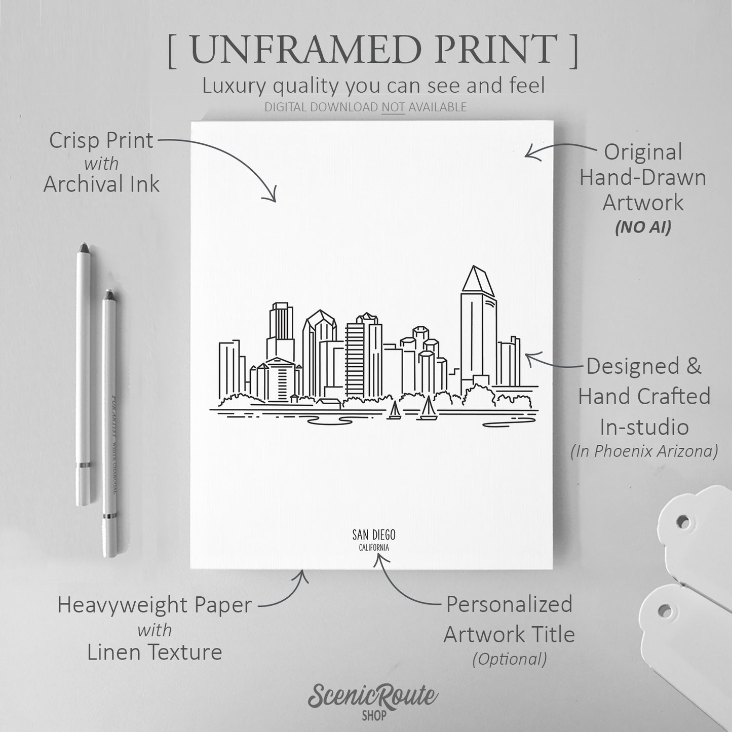 San Diego California Skyline Art Print