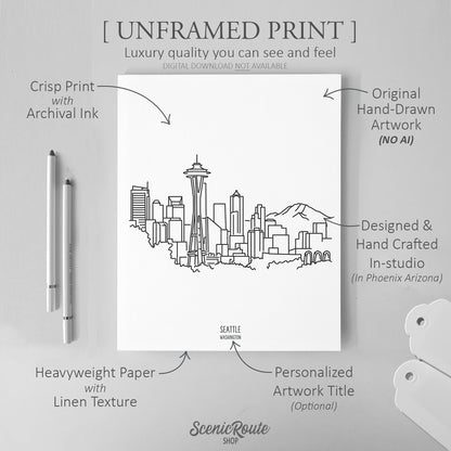 Seattle Washington Skyline Art Print