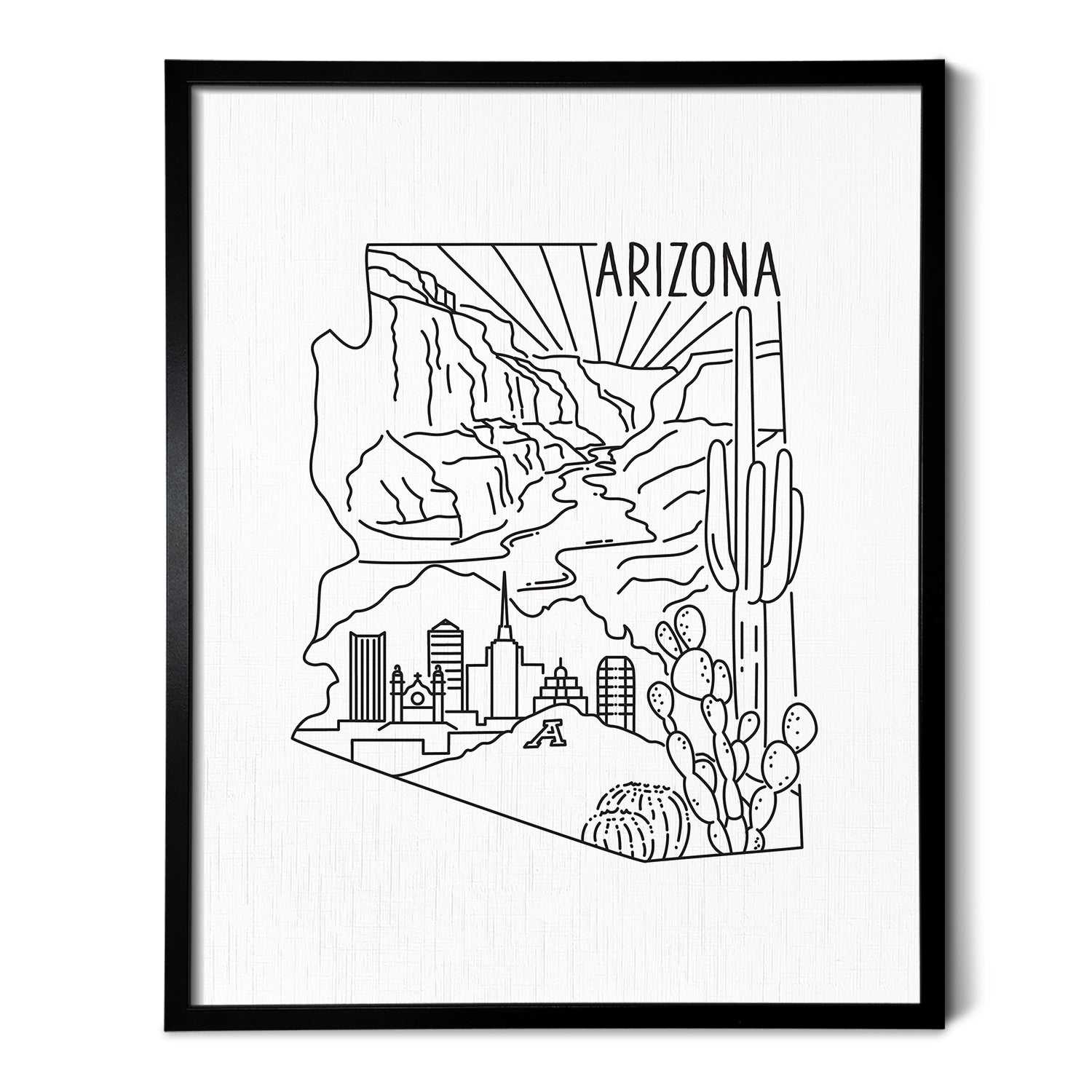 Arizona State Outline Drawing – Scenic Route Shop