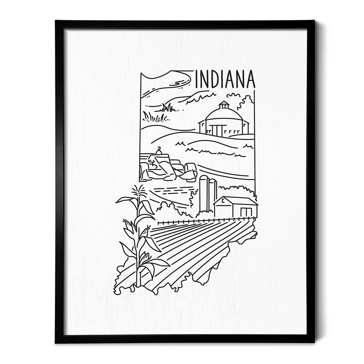 Indiana State Outline Drawing – Scenic Route Shop