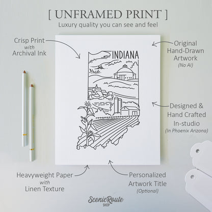 Indiana State Outline Drawing