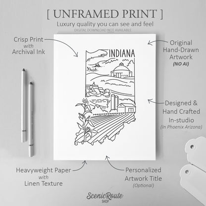 Indiana State Outline Drawing